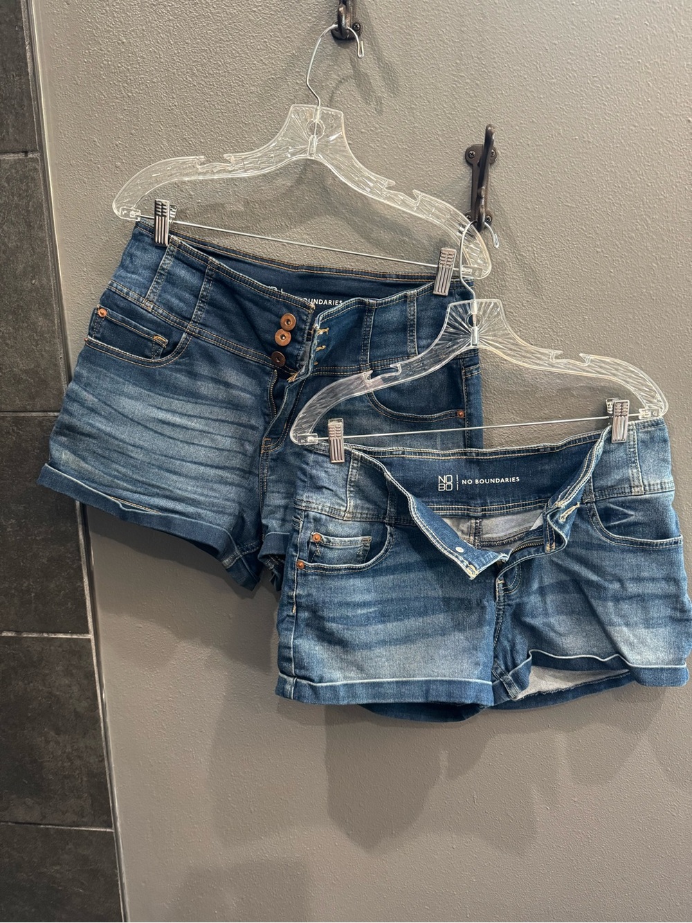 No Boundaries Light Blue Distressed Denim Shorts Duo